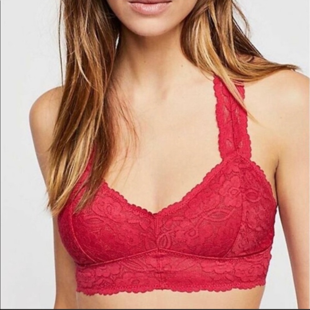 Free People Galloon Lace Racerback Bralette Red